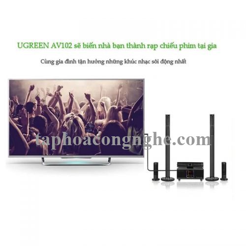 Ugreen 10549 3M màu Xám Cáp âm thanh 2 đầu Bông sen sang 3.5mm AV102 30010549